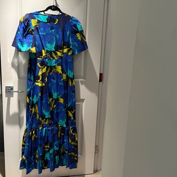 Christopher John Rogers for Target Blue Floral Puff Sleeve Tiered Dress 6 - Picture 1 of 4